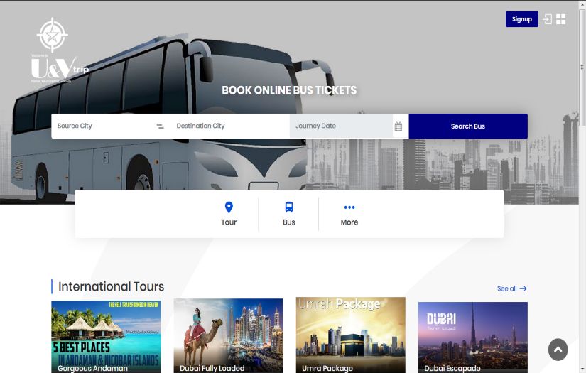 Uandv Online Bus Tickets Booking at Uisort Technologies screenshot 1